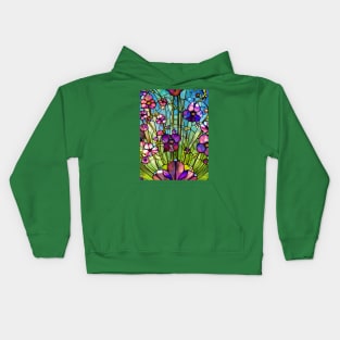 Stained Glass Flowers Kids Hoodie